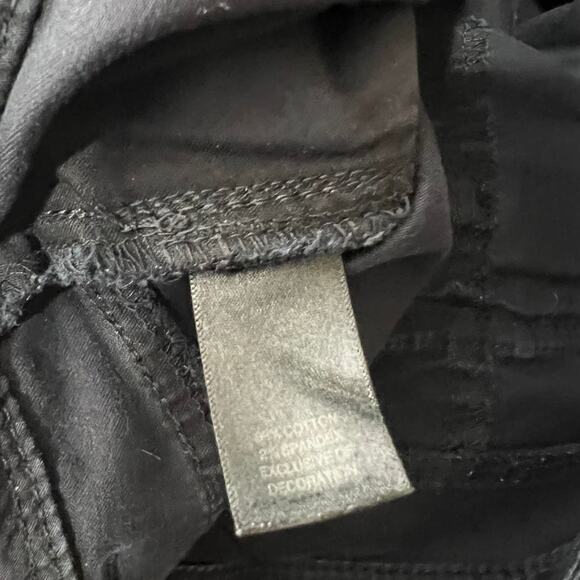 WHBM Cargo Embroidered Cropped Black Pants Size 0 - Picture 7 of 7